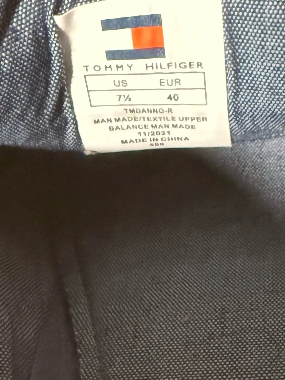 Tommy Hilfiger Black Faux Le Loafers with Red-White-Blue Ribbon and Gold Buckle